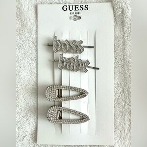Guess Silver Sparkling Hair Clips Set
